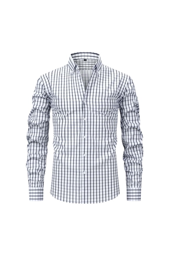 Under $10 Mens Plaid Dress Shirts Casual Slim Fit Long Sleeve Button Down Gingham Daily Shirt Regular Fit Lapel Work Shirts