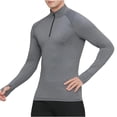 thumbnail image 1 of Under $10 Mens Quarter Zip Pullover Top Long Sleeve Athletic Compression Shirt Mock Neck Workout Sweatshirt with Thumbs Holes, 1 of 7