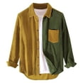 thumbnail image 1 of Under $10 Mens Shacket Patchwork Long Sleeve Button Down Corduroy Shirts for Men, 1 of 3