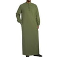 thumbnail image 1 of Under $10 Muslim Thobe for Men Kaftan with Pockets Button Down Long Gown Men's Arab Thobe Long Sleeve, 1 of 7