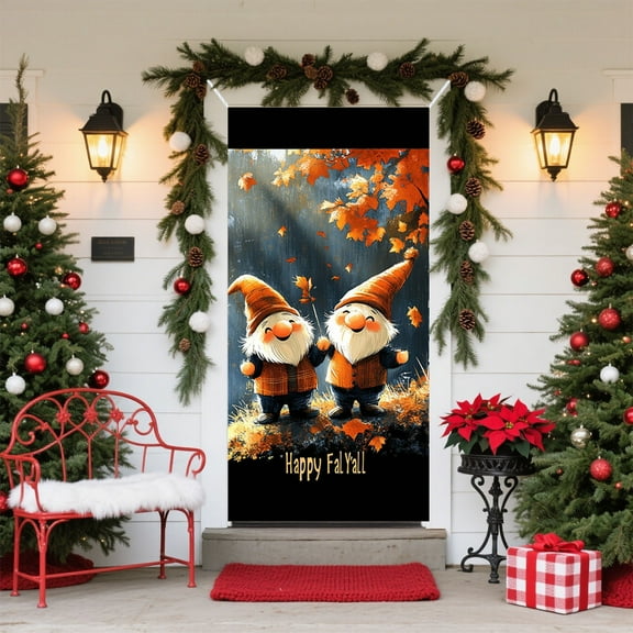 Fall YZEGDCH Christmas Door Covers, Xmas Party Background Door Cover, Doors Decoration for New Year Holiday Indoor Outdoor Decorations, Christmas Gifts for Women Men