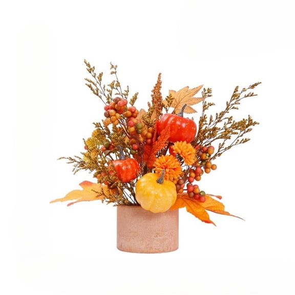 Fall Decor, 11" Artificial Orange Pumpkin Berry Maple Tree Halloween Thanksgiving Table Centerpieces Decorations, for Home Farmhouse Autumn Harvest Holiday Party Decor.
