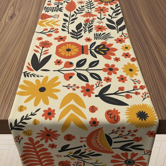 Fall Decor - 13x72" Floral Table Runner | Autumn Decorations for Home | Thanksgiving Table Decor for Indoor Outdoor Party Supplies, Fall Centerpieces Backdrop Tablecloth for Room Office Kitchen