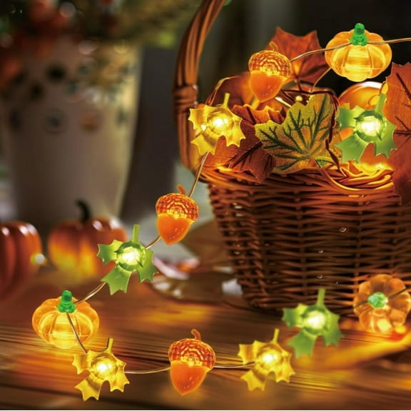Fall Decor 30LED/10Ft 3D Pumpkin Lights, Thanksgiving Halloween Decorations, 3 in 1 Battery Powered Fall Halloween Lights Pumpkin Decor, Fall Garland Lights Indoor Outdoor Thanksgiving Decor