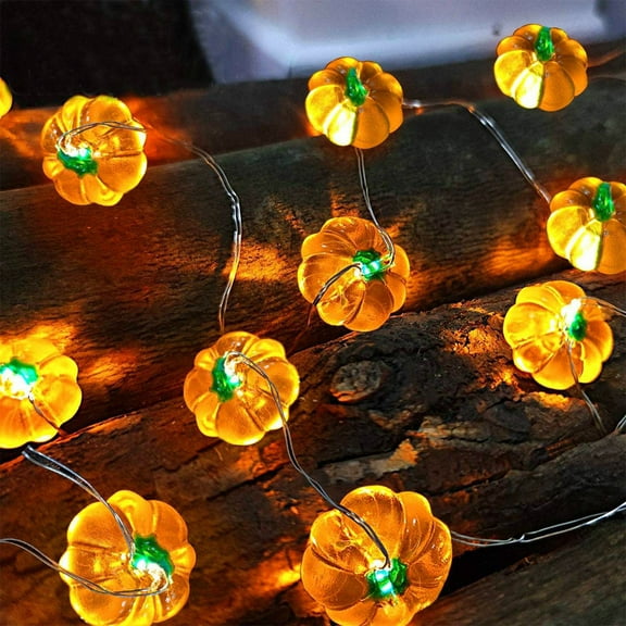 Fall Decor 3D Halloween Pumpkin Lights Fall Thanksgiving Decorations Total 3.2Ft 10LED Warm Orange Pumpkin String Lights Battery Operated Orange Lights for Harvest Home Indoor Outdoor