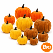 Fall Decor Artificial Pumpkins Velvet Pumpkins Fake Pumpkin for Fall Harvest Farmhouse Halloween Thanksgiving Party Decor 12Pcs