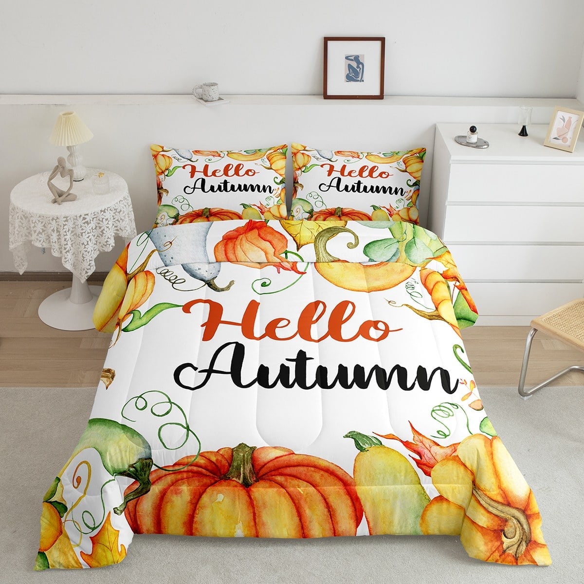 Fall Decor Bedding King Size Autumn Harvest Theme Comforter Set Rustic ...