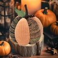 thumbnail image 1 of Fall Decor Brown Orange Striped Knitted Pumpkin with Leaf Accent Patchwork Lattice Handwoven Stuffed Pumpkin Farmhouse Tabletop Centerpiece for Thanksgiving Tiered Tray Decor, 1 of 7
