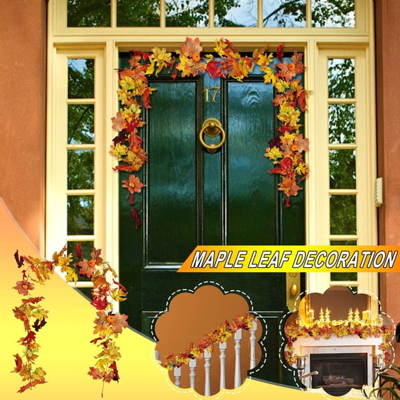 Fall Decor Suncoda Fall Leaves Decor Rattan, Fall Garland Maple Leaf, 5.7Ft/Piece Hanging Garland Artificial Foliage Garland Thanksgiving Decor for Home Wedding Fireplace Party Christmas