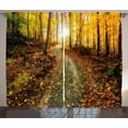 thumbnail image 1 of Ambesonne Fall Curtains 2 Panel Set, Early Morning in Woodland, 108" x 90", Multicolor, 1 of 3