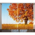 thumbnail image 1 of Ambesonne Fall Curtains 2 Panel Set, Lonely and Oak, 108" x 84", Orange Yellow Pale Blue, 1 of 3