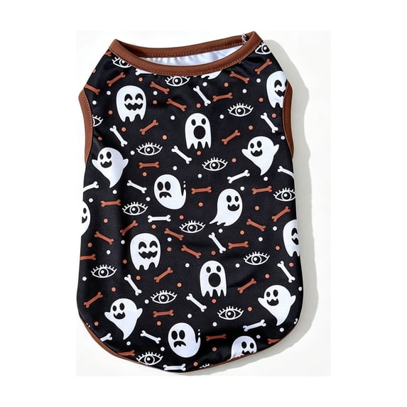 Fall Decor Dog Vest Costume,Soft Breathable Pumpkin Ghost Printed Festive Outfit Dog Shirts for Small Dogs,Holiday Party Clothes for Outdoor Event Celebration,Black