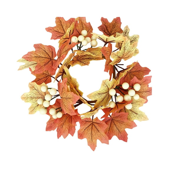 Fall Decor Fall Decorations for Home 9.84inch Autumn Maple Leaf Pumpkin Wreath Fall Wreath For Halloween Christmas Thanksgiving Farmhouse Harvest Front Door Home Ornament Decoration