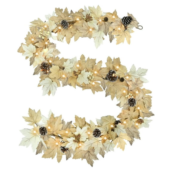 Fall Decor,Fall Garland,Fall Garland For Mantle,Outdoor Fall Decor,Fall Garland With Lights,Led String Light For Indoor Outdoor Autumn Harvest Thanksgiving Fall Decor,71inch