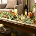 thumbnail image 1 of Fall Decor,Fall Garland for Mantel, 6 FT Fall Garland with Light, Lighted Autumn Garlands with Faux Lamb's Ear & Pumpkins, Thanksgiving Table Centerpiece, Fall Decorations for Home Porch Fireplace, 1 of 9