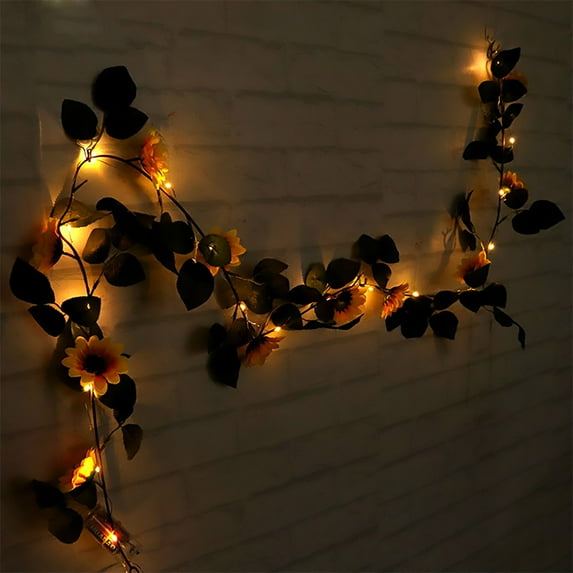 Fall Decor Fall Leaf Garland with Lights 5 Ft Artificial Hanging Vine Decor for Autumn Thanksgiving Decorations Indoor Outdoor Mantle Fireplace Wedding Party(B)