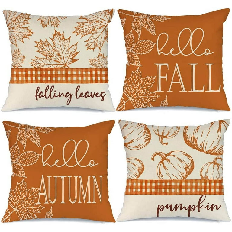 Fall Decor Fall Pillow Covers 18x18 Set of 4 Sunflower Pumpkin Fall Pillows Autumn Farmhouse Fall Outdoor Thanksgiving Decorative Fall Throw Pillow