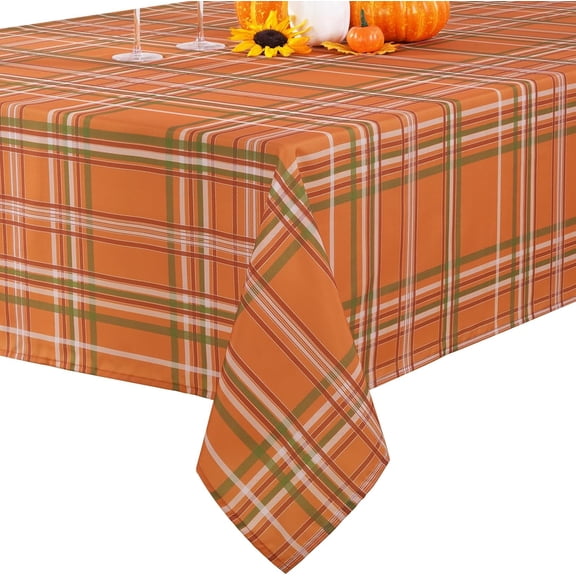 Fall Decor, Fall Tablecloth, Autumn Thanksgiving Table Cloth, Rectangle Checkered Waterproof Washable Table Cover for Thanksgiving Holiday Kitchen Dining Room Indoor Outdoor Decor, 60×120inch
