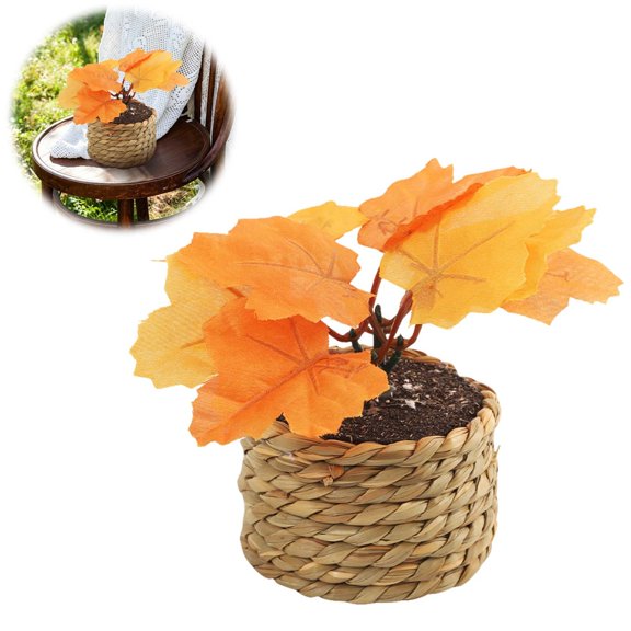 Fall Decor - Faux Thanksgiving Maple Tree Orange 1PCS Autumn Maple Leaf Berry Stems - Table Centerpieces Thanksgiving Farmhouse Neutral Harvest Decorations for Home Indoor Dining Room Kitchen