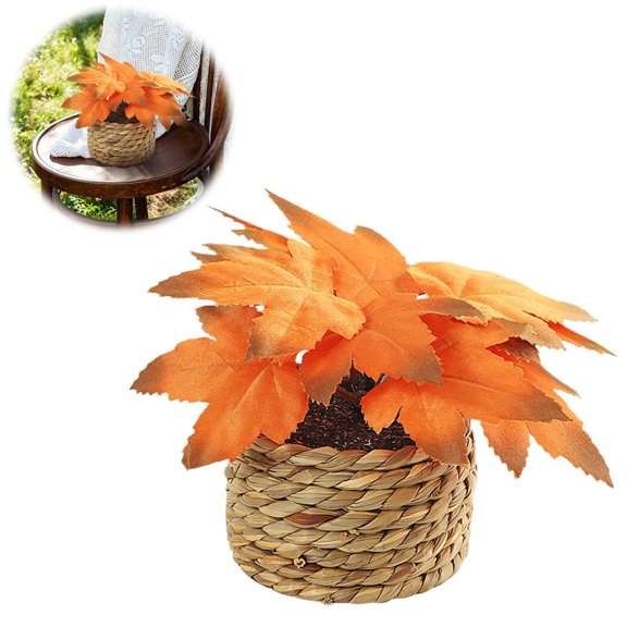Fall Decor - Faux Thanksgiving Maple Tree Orange 1PCS Autumn Maple Leaf Berry Stems - Table Centerpieces Thanksgiving Farmhouse Neutral Harvest Decorations for Home Indoor Dining Room Kitchen