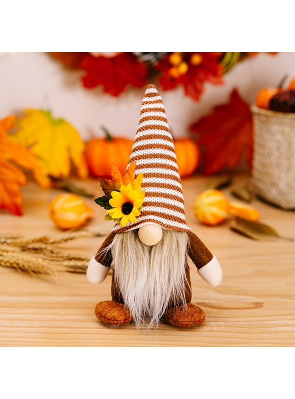 Fall Decor Gnomes Plush Thanksgiving Decorations, Orange Autumn Table Ornaments Harvest Festival Sunflower Doll Gnome Elf Fall Decorations for Home Farmhouse Gifts