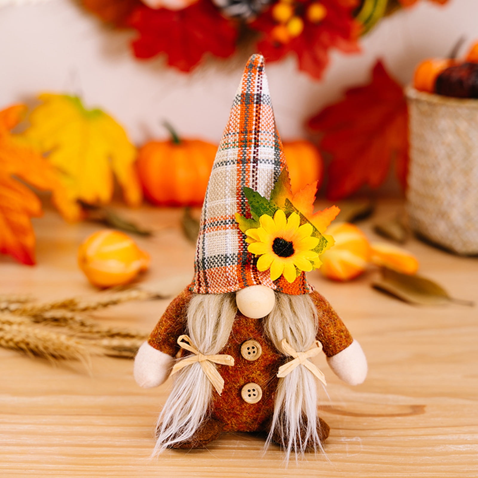 Fall Decor Gnomes Plush Thanksgiving Decorations, Orange Autumn Table Ornaments Harvest Festival