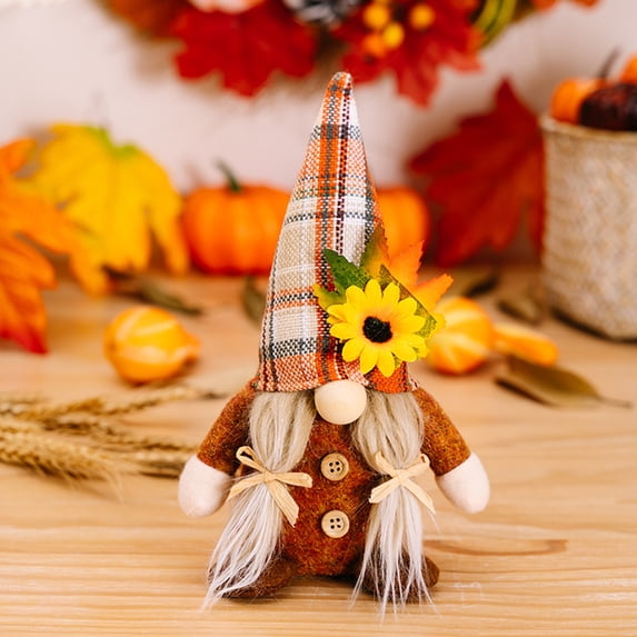 Fall Decor Gnomes Plush Thanksgiving Decorations, Orange Autumn Table Ornaments Harvest Festival Sunflower Doll Gnome Elf Fall Decorations for Home Farmhouse Gifts