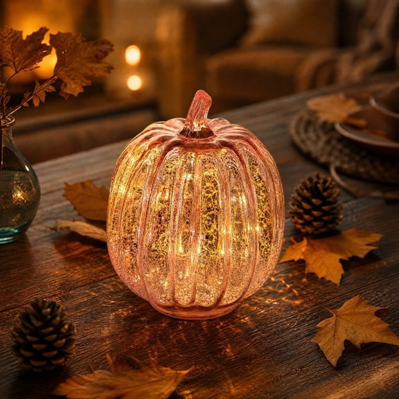 Fall Decor - Halloween Decorations-Glass Pumpkin Featuring Timed Halloween Hot Selling LED Pumpkin Lights