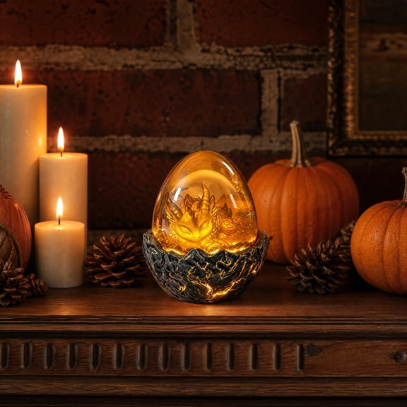 Fall Decor - Halloween Decorations-Halloween Transparent Lavas Dragons Egg Ornament With LED Breathing Light