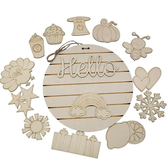 Fall Decor, Home Decor - Dienrx Interchangeable Welcome Sign for Front Door, Seasonal Diy Porch Decor With Hanger, Rustic Wooden Holiday Sign for Christmas Thanksgiving Halloween, Home Decoration