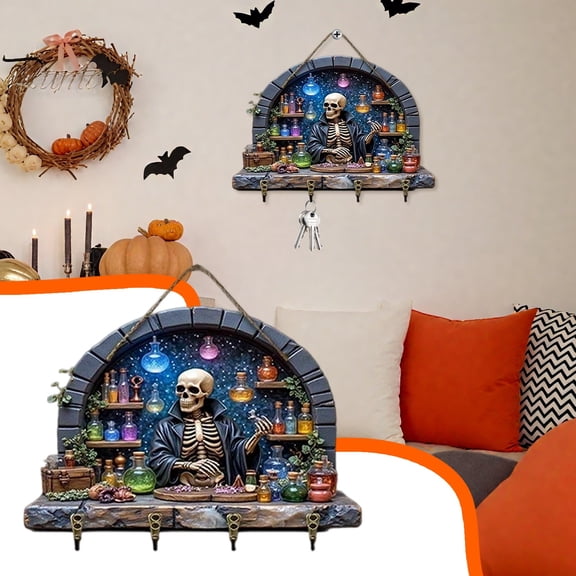 Fall Decor for Home, Rustic Wooden Wall Hooks with Halloween Theme, 1 Count, 11.8 Inch, Seasonal Key Hanger for Front Door, Entryway Organization, Jacket Rack, Pumpkin Season