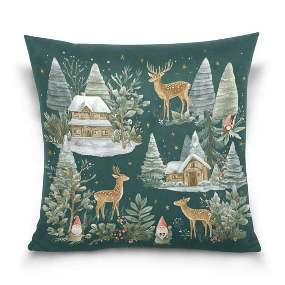 Fall Decor House Decor Pillow Covers 16*16in Crystal Velvet Sofa Cover Soft and Comfortable Shrink-Resistant Holiday Gifts Christmas Reindeer