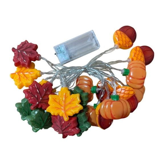 Fall Decor Lights, 9.8FT 20 LED Thanksgiving String Lights, Battery Operated with Timer Function and 8 Flash Modes, Pumpkin, Maple Leaf, Acorn Light for Autumn Home Indoor Decor