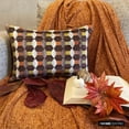 thumbnail image 1 of Fall Decor Oblong Pillow Cover Orange, 12"x18" (30x45 cm) Velvet Cut Velvet, Geometric Cushion Covers, Geometric Modern Style - Orange Rhythms, 1 of 9