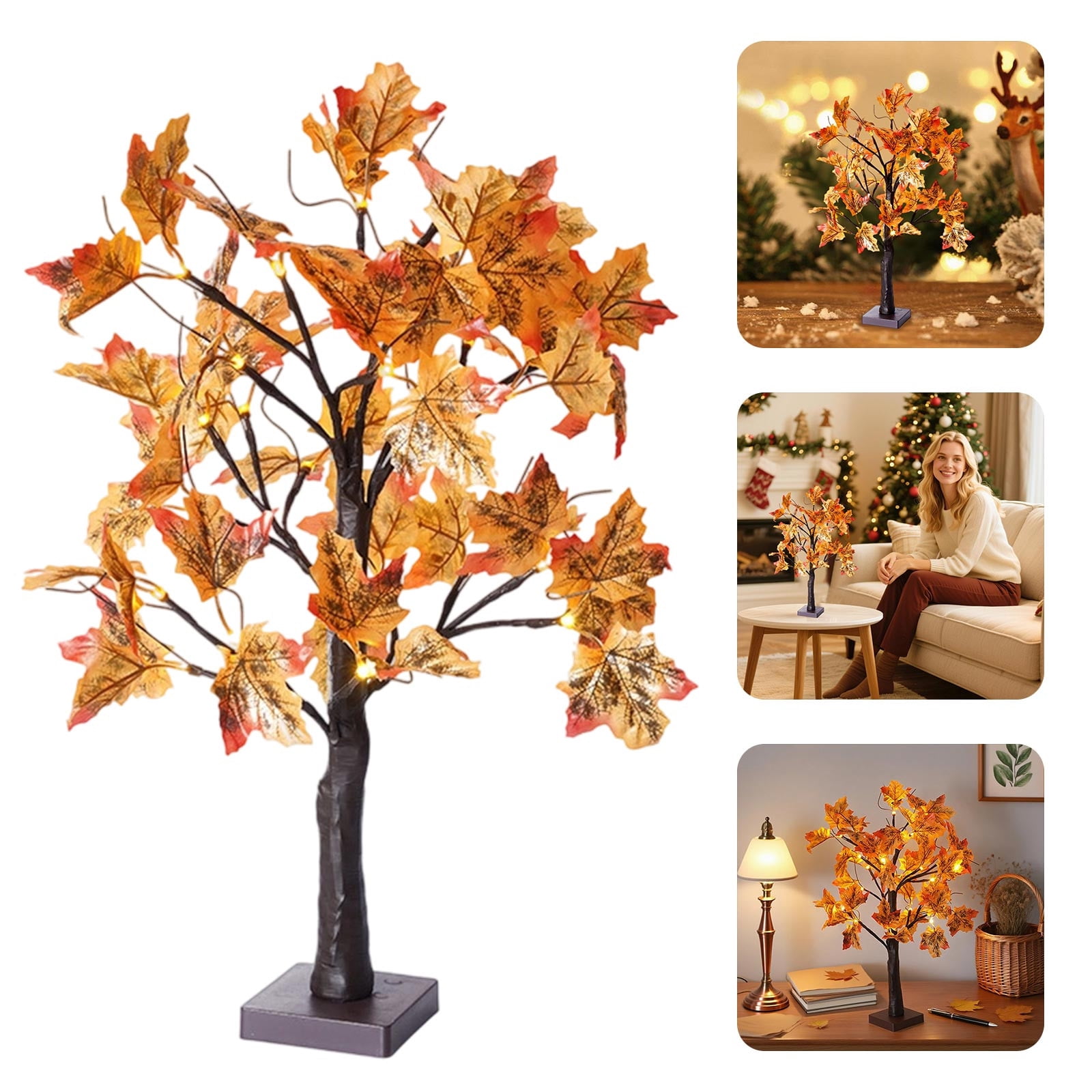 Fall Decor Prelit Fall Maple Tree with 24 LED Lights Battery Operated ...