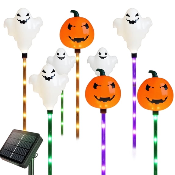 Fall Decor Pumpkin Solar Lights, Halloween Pumpkin Pathway Lights, Outdoor Garden Stake Lights, Halloween Decorations for Yard, Porch and Garden Holiday Display