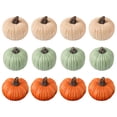 thumbnail image 1 of Fall Decor Pumpkins with Wood-Look Handles, Farmhouse Fall Decor for Mantel Or Shelf Centerpieces, Halloween Pumpkin Decorations for Thanksgiving Table Decor, 12 Count Set, 1 of 8