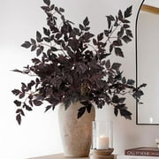 Fall Decor - Set of 6 18" Artificial Plum Purple Cimicifuga Ramosa Leaves - Farmhouse Foliage Stems for AutumnThanksgiving Harvest Halloween - Fall Clearance Table Centerpieces for Wedding Home Room
