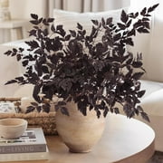 Fall Decor - Set of 6 18" Artificial Plum Purple Cimicifuga Ramosa Leaves - Farmhouse Foliage Stems for AutumnThanksgiving Harvest Halloween - Fall Clearance Table Centerpieces for Wedding Home Room