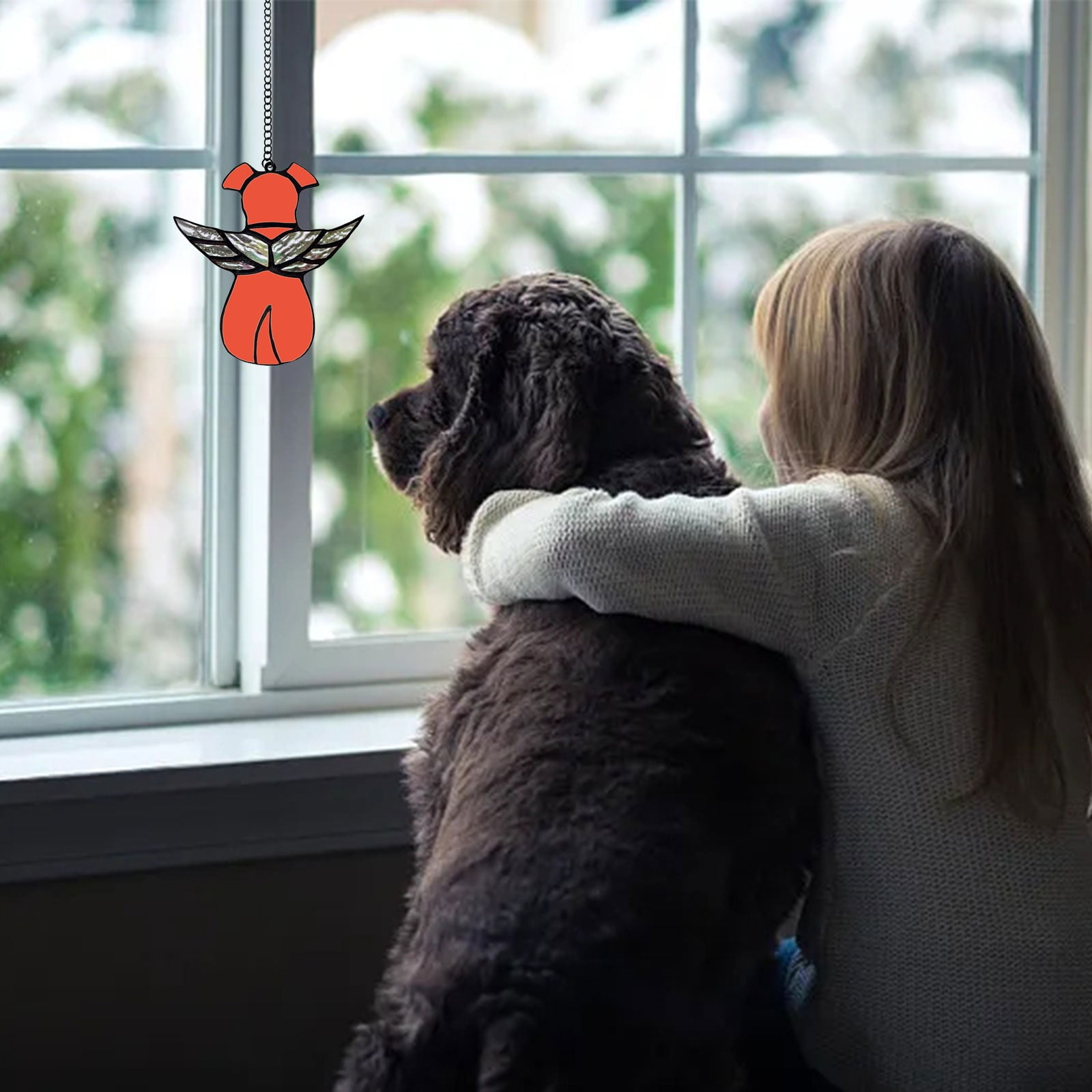 Fall Decor Stained Dog Memorial Gifts For Dog Lovers A Angel Wing Dog