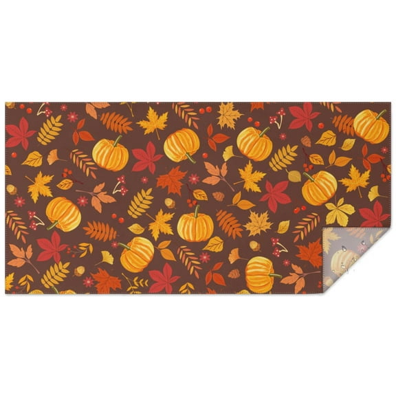 Fall Decor Tablecloth 60x120 Inch Rectangle, Thanksgiving Autumn Leaves Pattern Table Cover - Stain Resistant Fabric for Everyday Use & Special Occasions