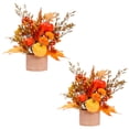 thumbnail image 1 of Fall Decor for Thanksgiving Autumn Home Table Fireplace Decorations | Artificial Fall Maple Leaves Pumpkin Berry Potted for Harvest Halloween Indoor Holiday Party Decorations (A-2PCS), 1 of 8