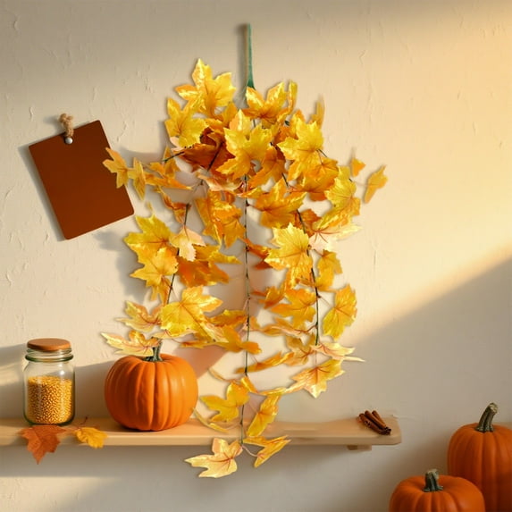 Fall Decor Thanksgiving Decoration Artificial Leaves Vines Outdoor Autumn Outdoor Decor Artificial Fall Maple Leaves Hanging Plants For Autumn Harvest Festival Fake Plants Indoor