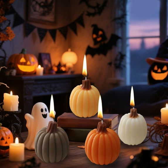Fall Decor Thanksgiving Fall Decorations for Home Halloween Pumpkin Scented Candle Aromatherapy Candles Handmade Simulated Pumpkin Candle Orange Soy Wax Votive TeaLight Party Gifts