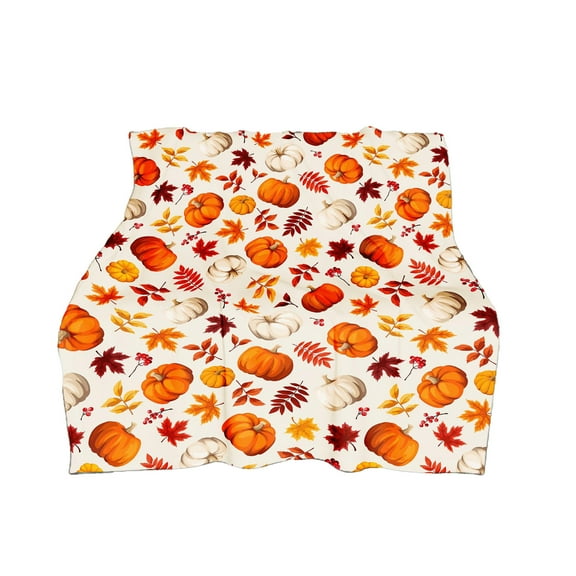 Fall Decor Throw Blanket, Autumn Halloween Pumpkins Maple Leaves Throw Blanket, Cozy Soft Lightweight Gift for Couch Sofa Bed