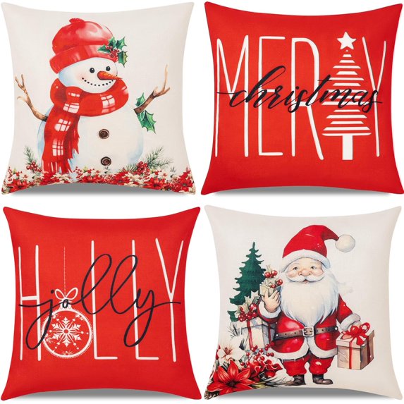 Fall Decor-Throw Pillow Covers 18x18in Set of 4,Pumpkin Linen Pillow Case for Thanksgiving Couch Autumn Holiday Home Outdoor Burnt Orange White Decorations