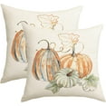 thumbnail image 1 of Fall Decor White Pumpkin Throw Pillow Covers 18x18 Set Of 2 Autumn Outdoor Pumpkins Pillows Cover Teal Orange Grey Thanksgiving Decorative Pillow Case Farmhouse Cushion Cover for Couch Bed Sofa Decor, 1 of 6