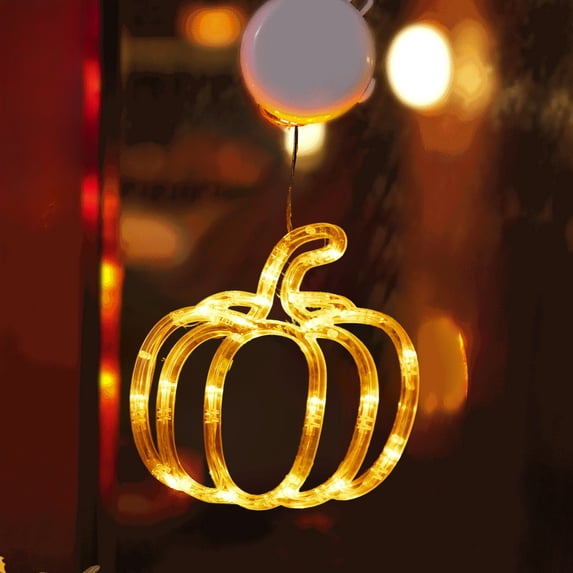Fall Decor Window Lights, Thanksgiving Decorations LED Lights Fall Pumpkin Maple Leaf Light with Suction Cups, Thanksgiving Decorations for Home Pumpkin