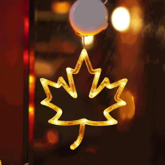 Fall Decor Window Lights, Thanksgiving Decorations LED Lights Fall Pumpkin Maple Leaf Light with Suction Cups, Thanksgiving Decorations for Home Leaf