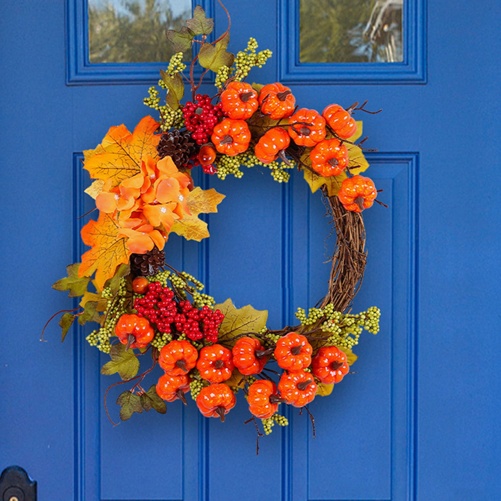 Fall Decor Fall Wreaths for Front Door Mini Pumpkins Berries Wreath